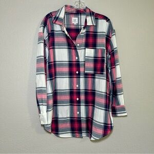 GAP Maternity Multicolor‎ Plaid Button-Down Shirt women’s small fall preppy